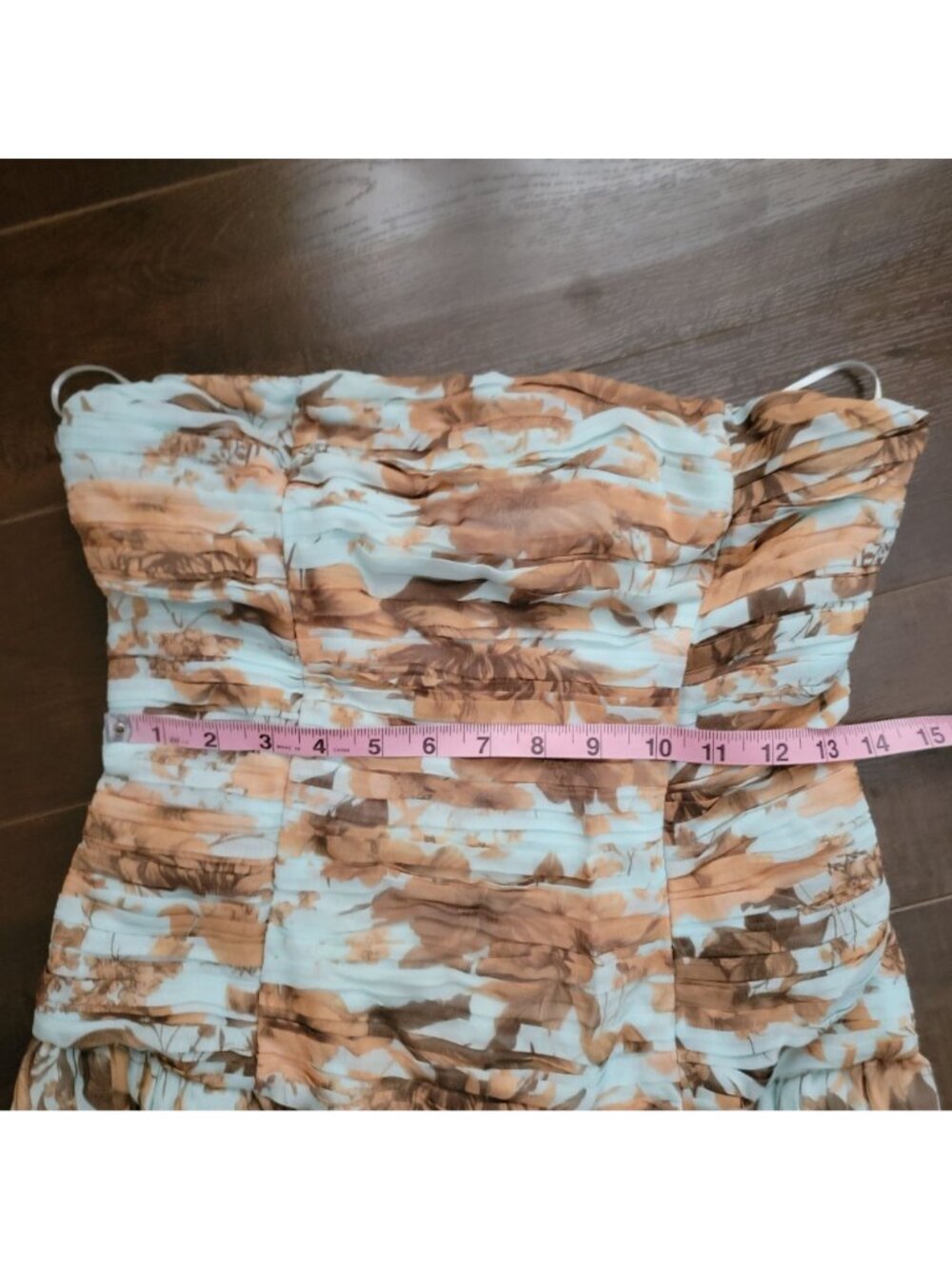 Anthropologie BHLDN Strapless Ruched Chiffon A Line Maxi Dress Garden Womens 8 - Picture 5 of 9